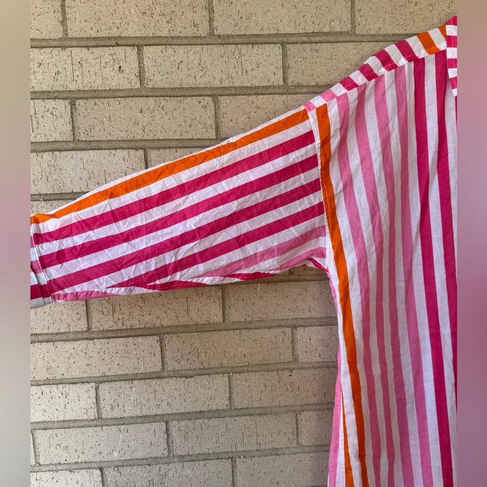 Beach Riot Alexa Striped Oversized Beach Shirt Sunset Stripes Small Medium